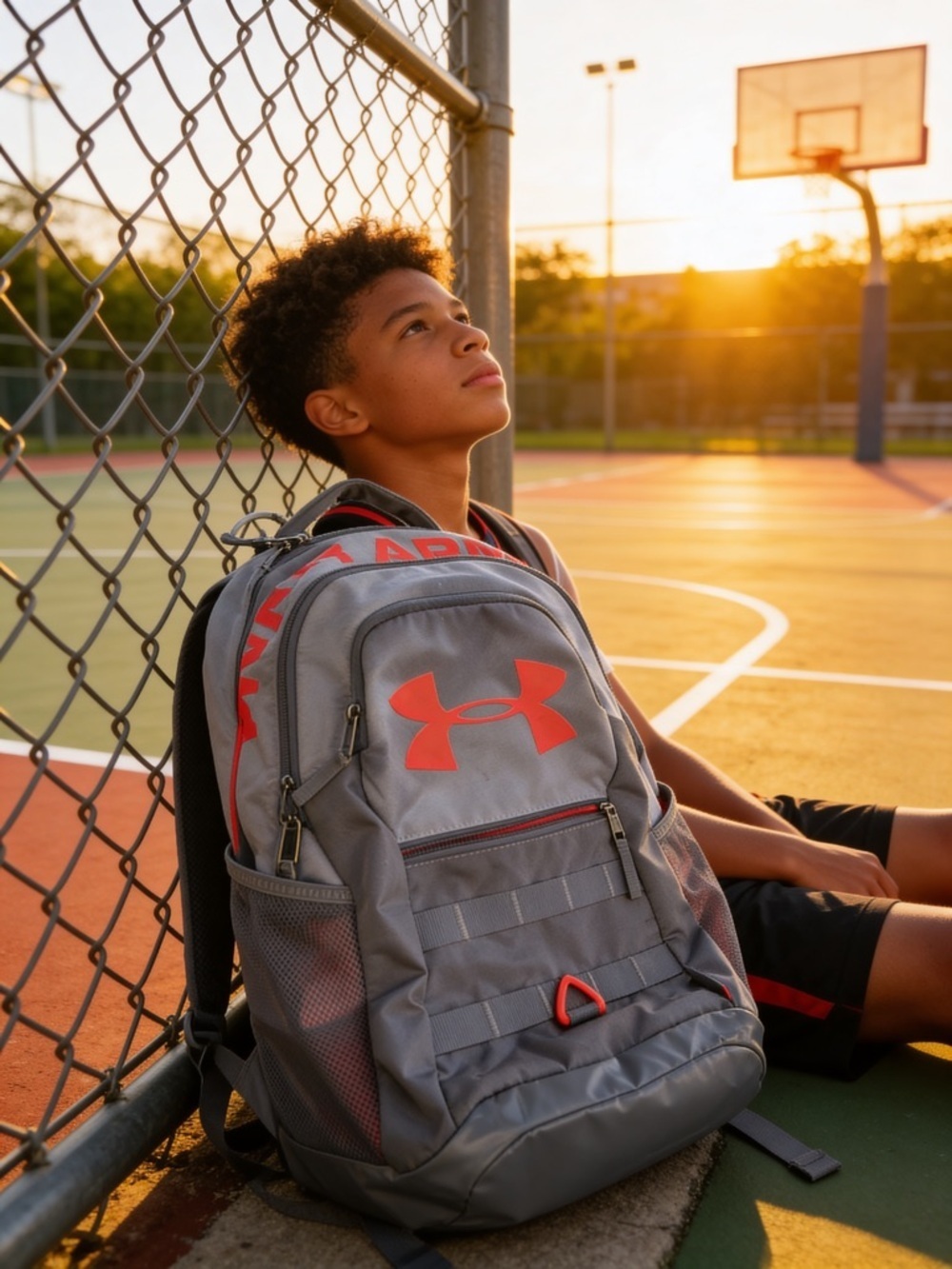 Under Armour Gray and Red Athletic Backpack